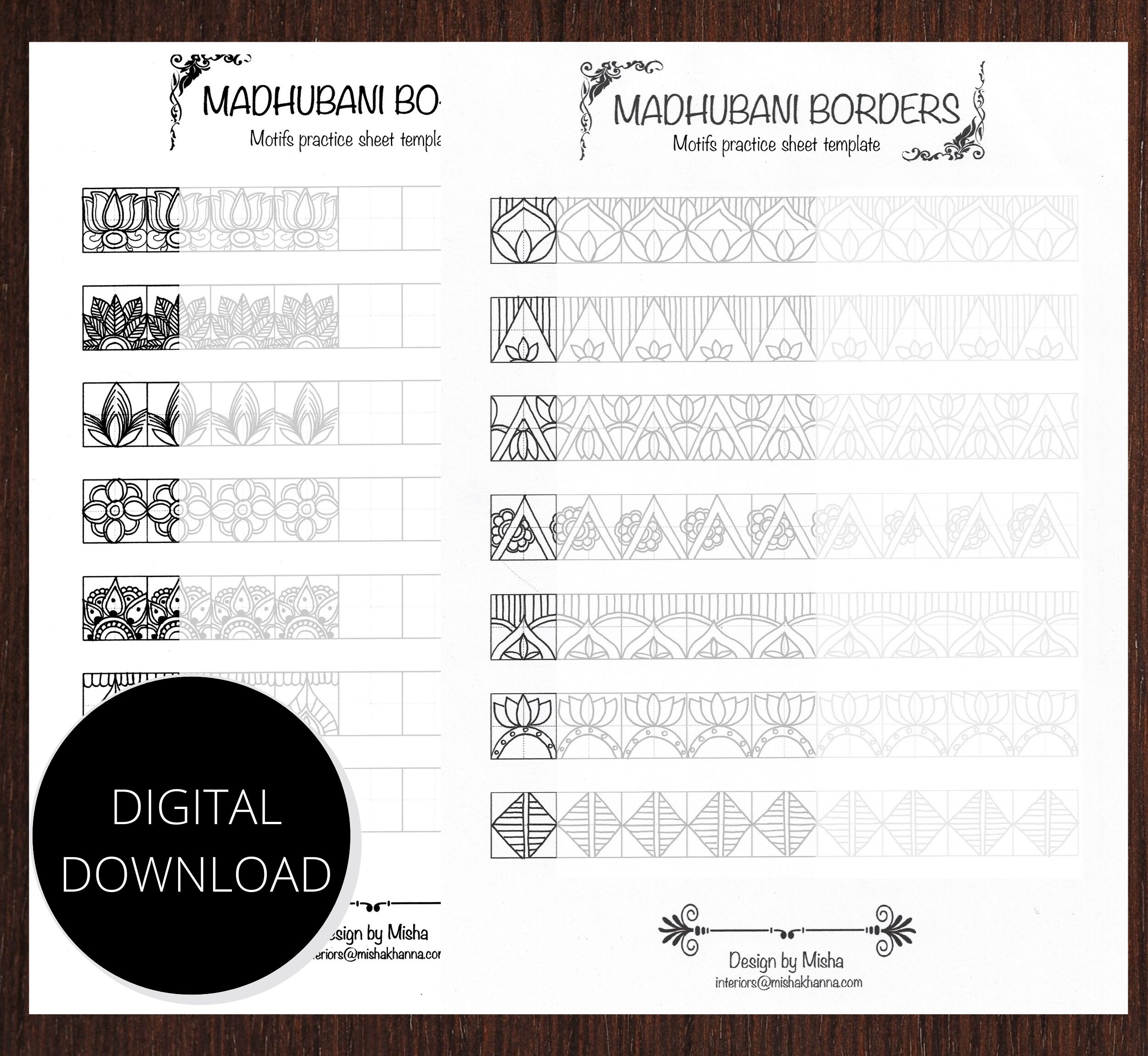 Buy MADHUBANI ART, LOTUS Practice Templates,patterns Training Sheets ...