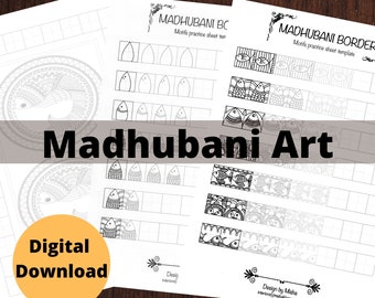 Buy MADHUBANI ART, LOTUS Practice Templates,patterns Training Sheets ...
