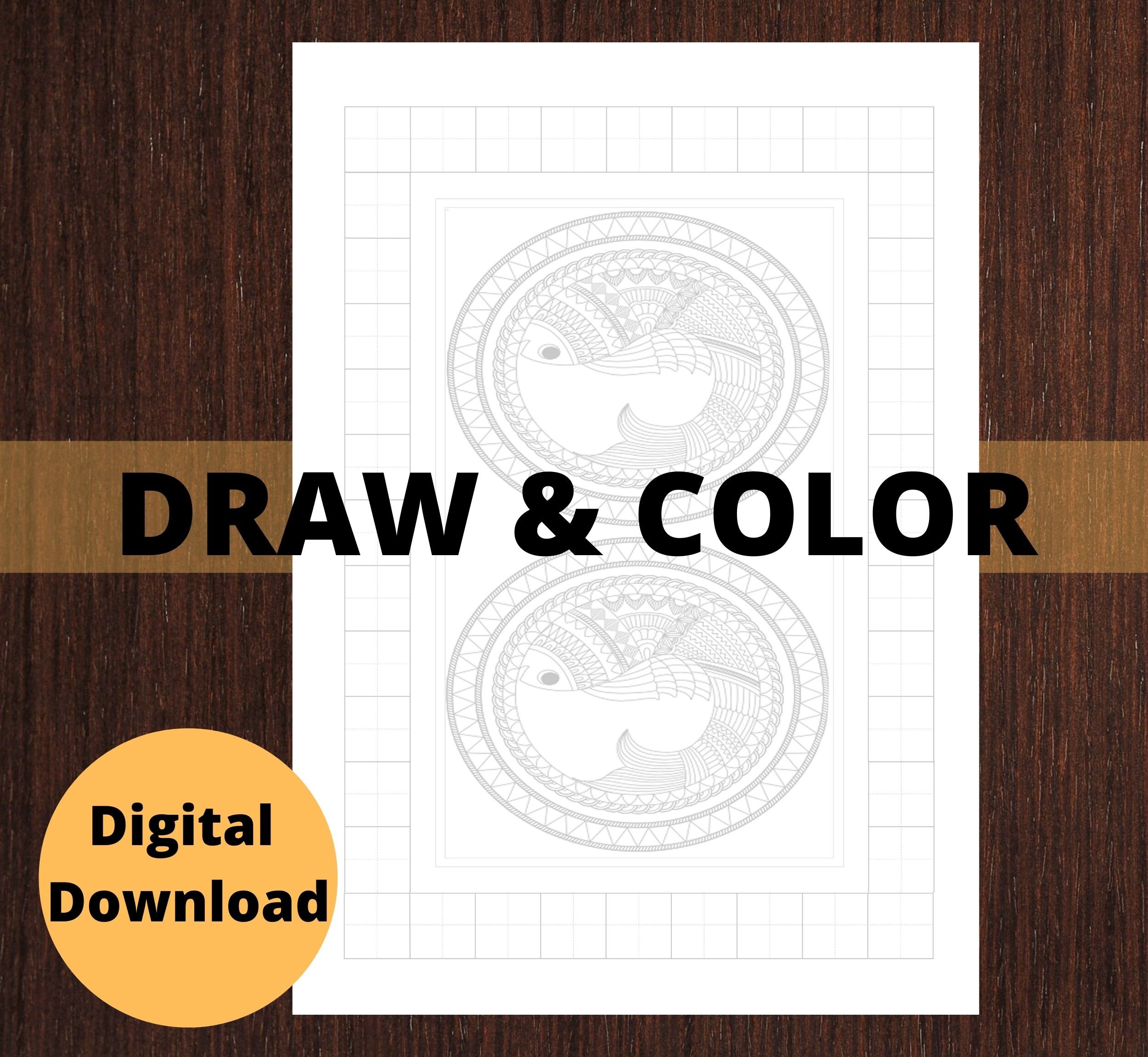 MADHUBANI ART, FISH Practice Templates,patterns Training Sheets Paper ...