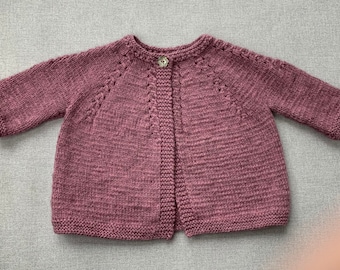 Hand knitted cardigans using UK milled Merino Wool (Blacker Yarns) and Rico Baby cotton soft yarn  age 3 months