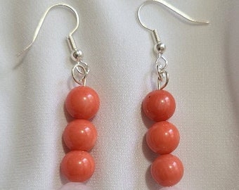 Pink Coral Dangle Earrings