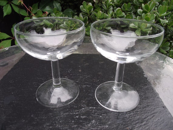 Champagne Glasses Coupes Pair Vintage 1960s 1970 s Round Stems my Ref. C Etsy UK