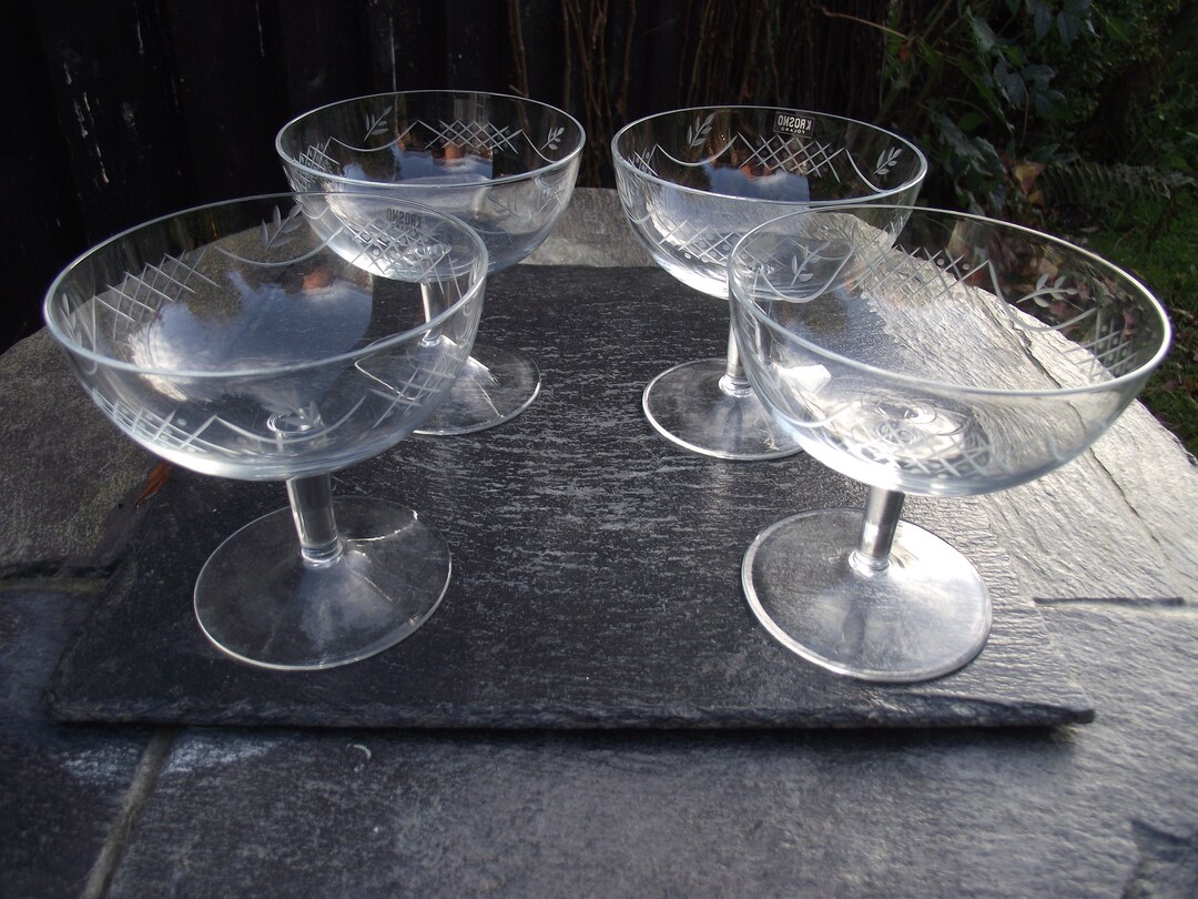 Four 1960's / 70's Krosno Polish Crystal Champagne Etsy UK