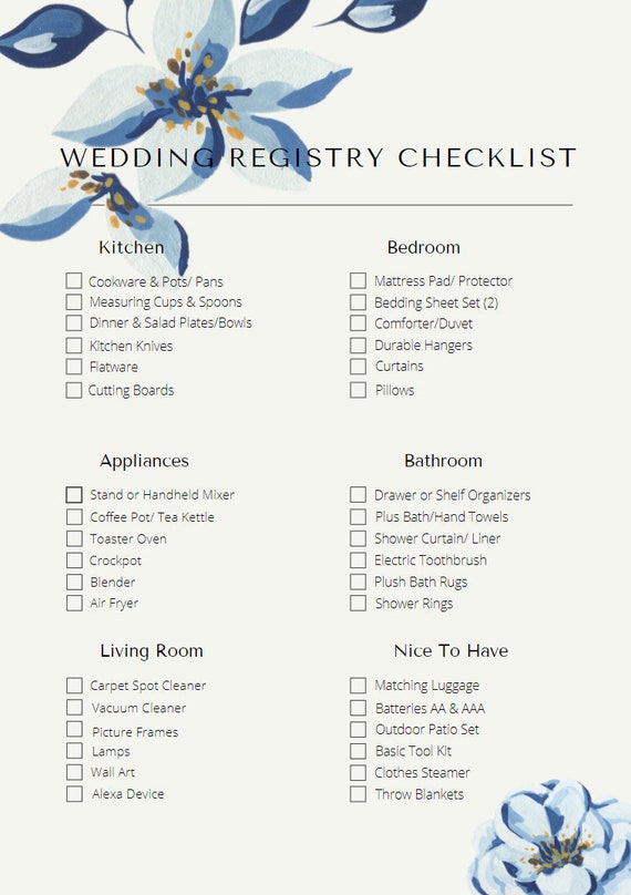 Wedding Registry Checklist  Wedding registry checklist, Wedding