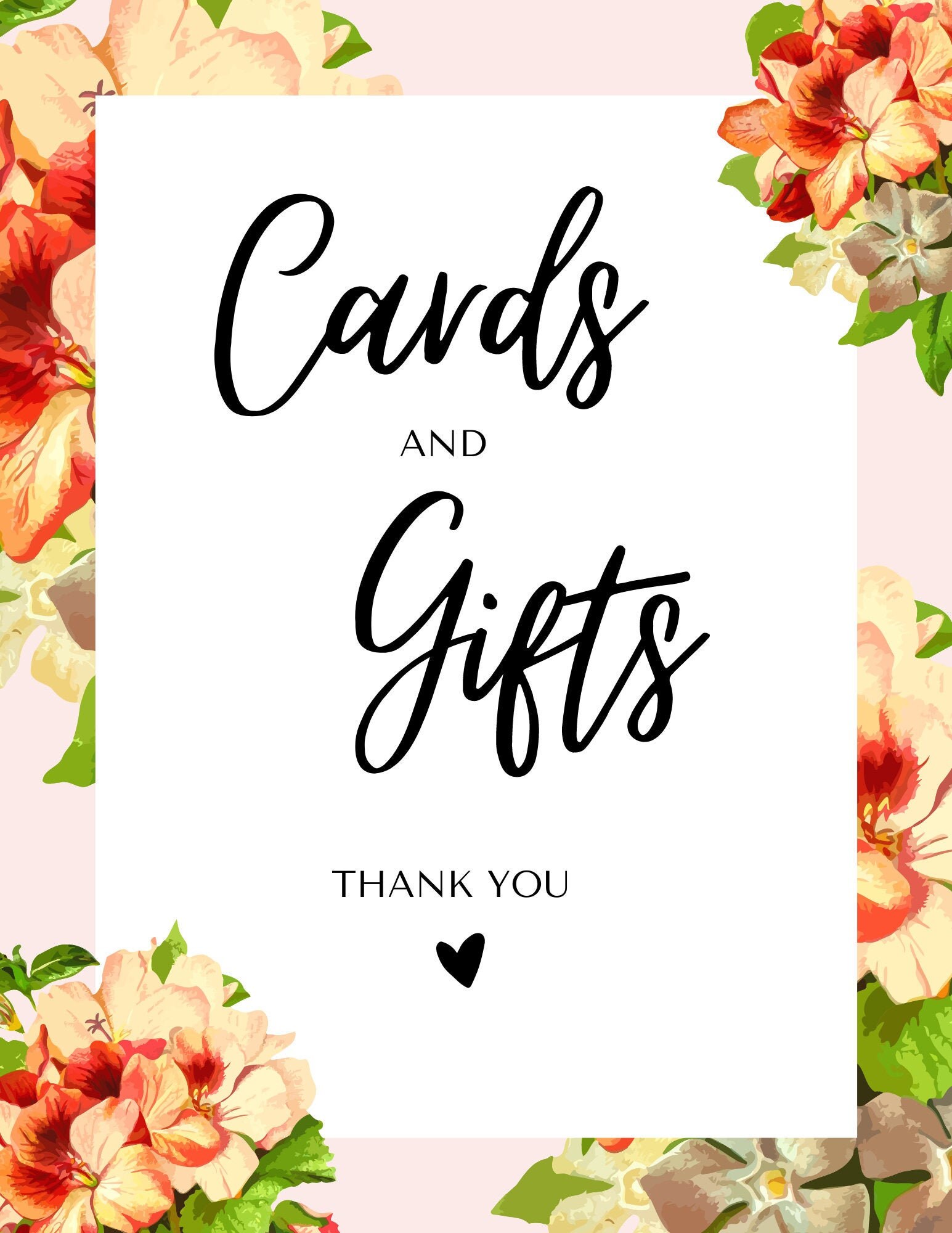 Wedding Cards & Gifts PDF Instant Download Printable Wedding Decor