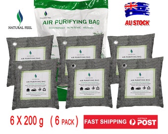 Natural Feel Activated Bamboo Charcoal Air Purifying Bags 6 PACK