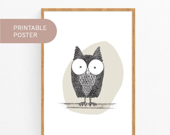 Printable Poster - Poster Owl - Digital Print - Instant Download - Home Decor Wall - Animal Print minimalistic - Line drawing - Sammy Ray