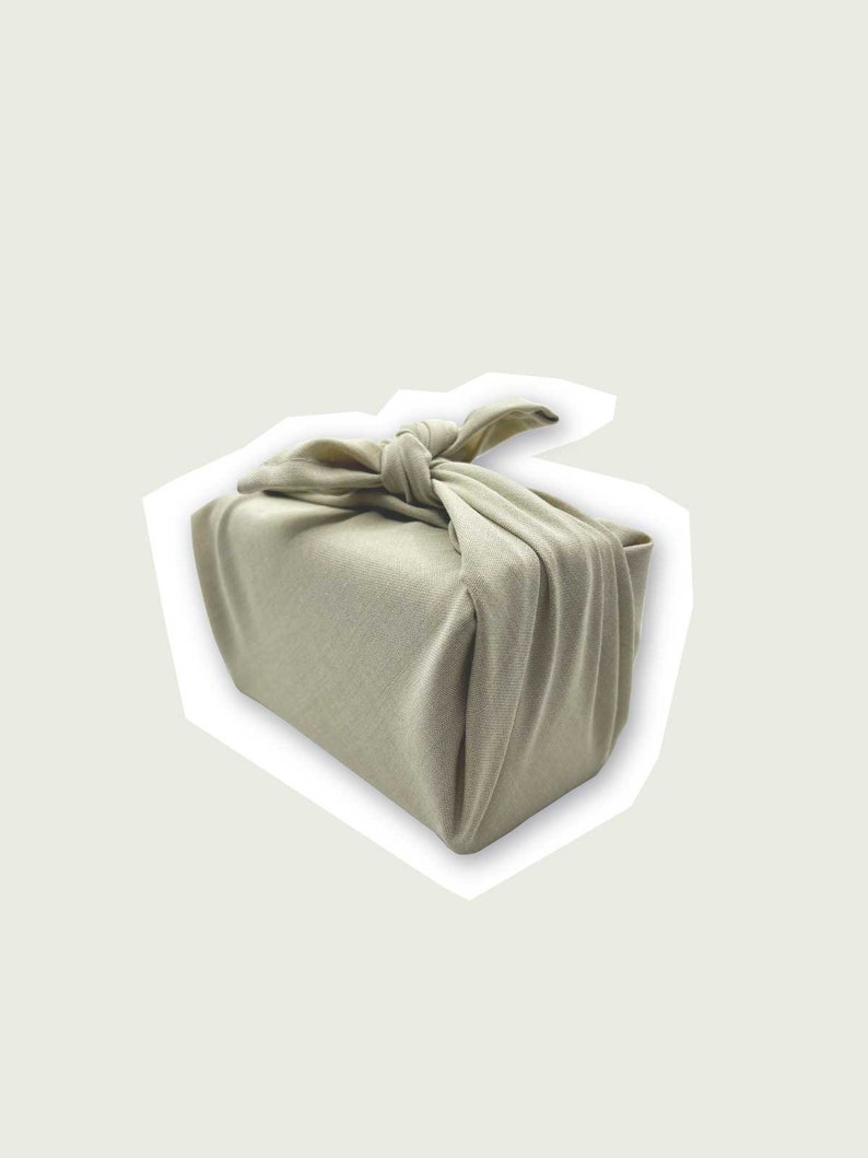 Furoshiki Pase en papel de regalo Regalo sostenible Cero residuos Upcycle Talla S Beige