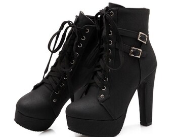 Ankle Boots In Extra Large Sizes With Low Thick Heel In Various Colours