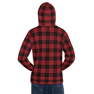 MacLeod Red and Black Tartan Hoodie, Plaid Hooded Sweatshirt, Cozy Clothing Christmas Sweater