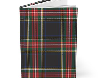 Stewart Black Journal, Tartan Blank Book for Writing, Travel Diary Lined Notebook