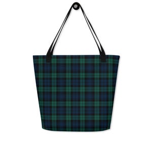 Black Watch Tartan Tote, Scottish Plaid Shoulder Bag, Reusable Shopping Tote, Heritage Accessory Gift image 1