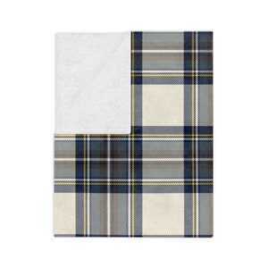Stewart Dress Blue Tartan Home Decor, Minky Fleece Throw Blanket, Plaid Decorative Accents