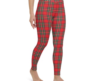 Royal Stewart Plaid Leggings, Tartan Yoga Pants for Christmas, Gift for Her