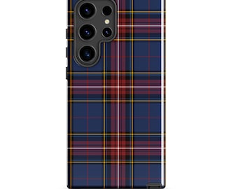 Glen Stewart Tartan Samsung Case, Blue Red Plaid Phone Cover, Scottish Clan Gift, Protective Galaxy Case for Him Her, Christmas Gift Idea