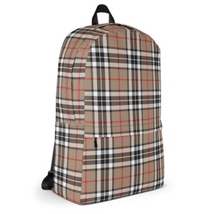 Sac à dos Thompson camel, sac de tous les jours à carreaux preppy, sac de transport pour étudiant
