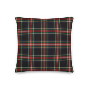 Coussin décoratif noir Stewart, coussin à carreaux rustique, coussin tartan déco Lodge