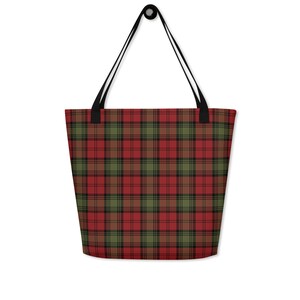 Lindsay Weathered Tartan Crest Leather Tote Bag