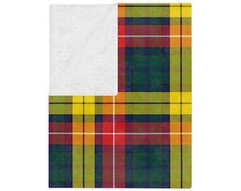 Buchanan Tartan Throw Blanket, Cozy Plaid Fleece Blanket, Warm Throw for Home, Couch, Picnic, Holidays, Gift Idea, Seasonal Decor