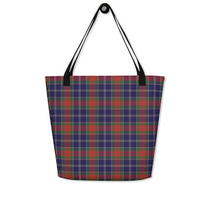 Christmas Morning Tartan Tote, Holiday Plaid Shoulder Bag, Everyday Bag for Travel and Shopping