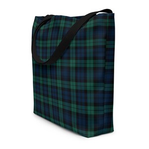 Black Watch Tartan Tote, Scottish Plaid Shoulder Bag, Reusable Shopping Tote, Heritage Accessory Gift image 6