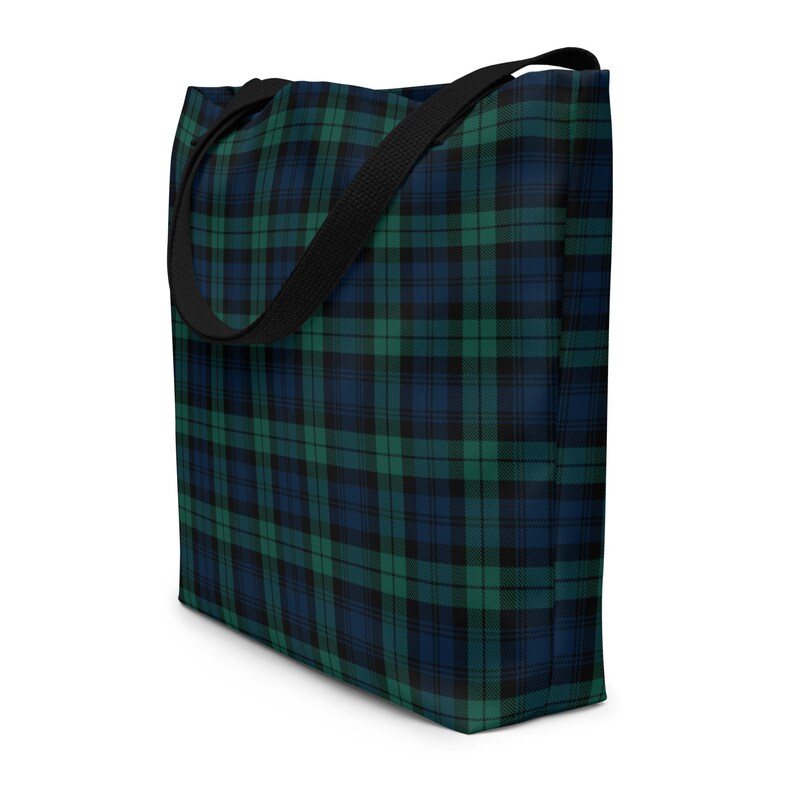 Black Watch Tartan Tote, Scottish Plaid Shoulder Bag, Reusable Shopping Tote, Heritage Accessory Gift image 6