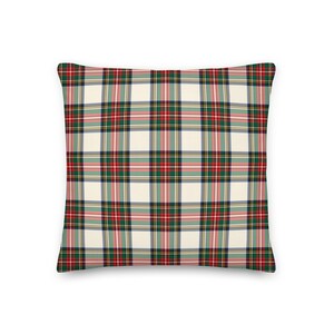 Stewart Dress Toss Pillow, Tartan Cushion, Christmas Plaid Holiday Home Decor