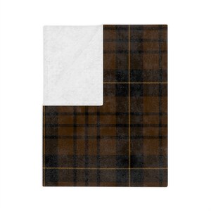 Stout Minky Blanket, Rustic Plaid Living Room Decor, Tartan Fleece Throw Blanket