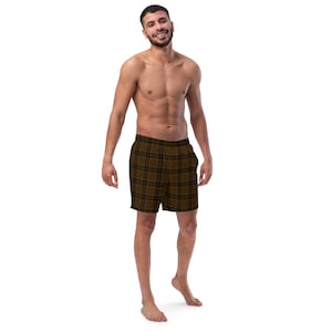Stout Swim Trunks, Men&#39;s Bathing Suit Beach Wear, Swimsuit Plaid Shorts
