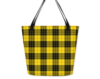 MacLeod Tartan Tote Bag, Scottish Plaid Carryall for Books or School, Weekender Bag