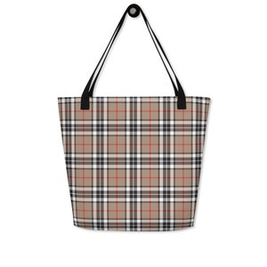 Cabas Thompson camel, sac à bandoulière écossais pour tous les jours, sac de courses ou de courses réutilisable