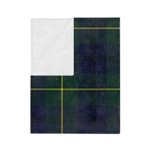 Johnston Modern Minky Blanket, Rustic Tartan Fleece Blanket, Cozy Plaid Lodge Home Decor