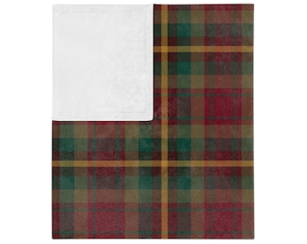 Caledonian Maple Fleece Throw Blanket, Scottish Plaid Blanket, Cozy Cabin Decor, Highland Tartan Home Accent, Autumn Home Decor, Gift Idea