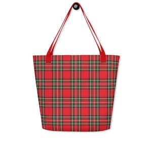 Bolso tote Royal Stewart, bolso de mano de tartán escocés, bolso de fin de semana de cuadros escoceses