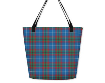 Edinburgh Tartan Tote Bag, Scottish Plaid Reusable Shoulder Bag, Rustic Market Tote and Travel Gift Idea