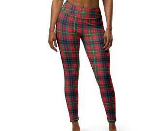 County Clare Irish Tartan Leggings, Plaid Active Wear Yoga Pants, Festive St. Patrick’s Day and Christmas Gift