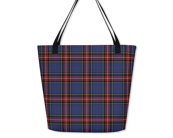 Bolso tote Glen Stewart Tartan, bolso de mano a cuadros azules y rojos, regalo de clan escocés, bolso de hombro para uso diario, viajes, compras, trabajo, Juegos de las Tierras Altas