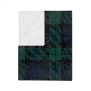 Black Watch Minky Blanket, Tartan Home Decor Fleece Throw, Plaid Blanket