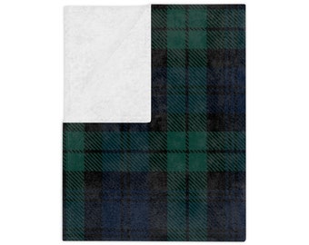 Black Watch Tartan Minky Blanket, Cozy Plaid Fleece Throw, Rustic Cabin and Farmhouse Decor, Holiday Gift for Her or Home