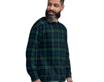 Black Watch Tartan Sweatshirt, Cozy Unisex Plaid Pullover, Scottish Christmas Sweater, Gift for Men, Women and Teens