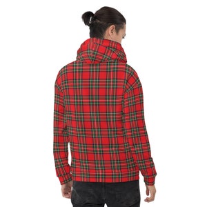 Sudadera con capucha Royal Stewart, sudadera con capucha a cuadros rojos, ropa de tartán escocés
