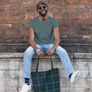 Black Watch Tartan Tote, Scottish Plaid Shoulder Bag, Reusable Shopping Tote, Heritage Accessory Gift image 5
