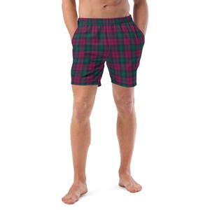 Lindsay-herenbadpak, preppy geruite zwembroek, tartan zomerkleding, herenshort