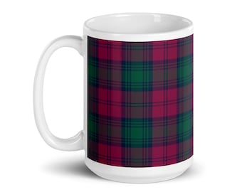 Taza de café Lindsay, taza de té de cerámica a cuadros para Navidad, taza de café rústica a cuadros escoceses