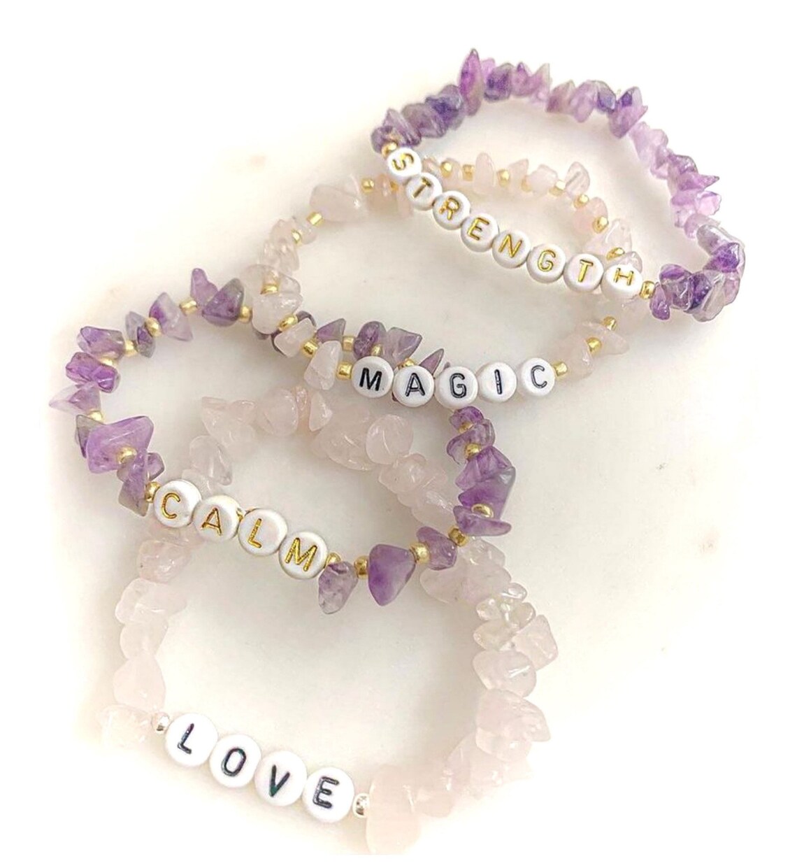 Personalised Crystal Healing Beaded Bracelets Etsy