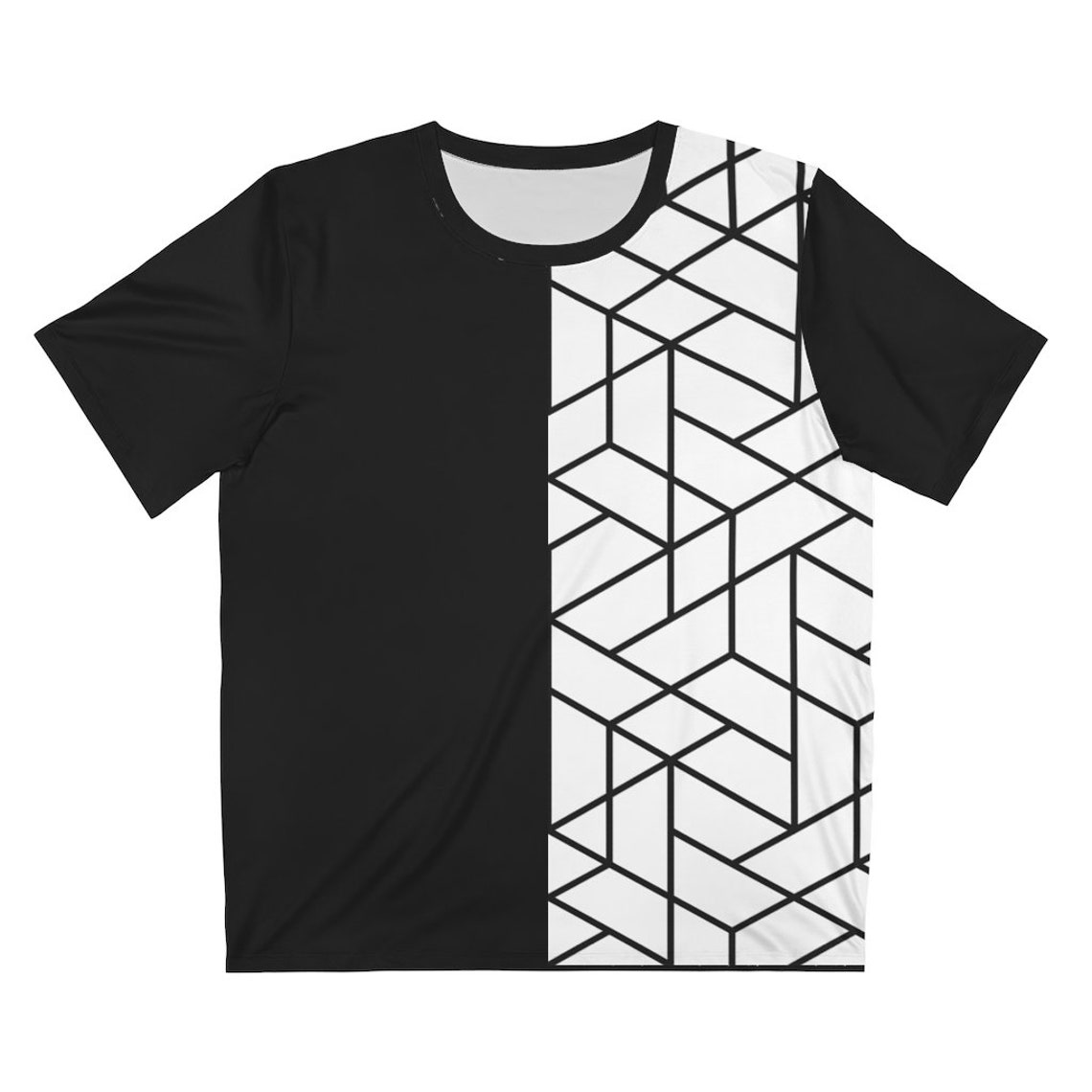 Unisex AOP Cut & Sew T-Shirt Black and White Design | Etsy