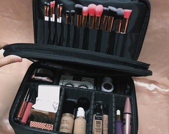 Trousse de maquillage professionnelle - Trousse de maquillage - Rangement multi-compartiments - Trousses à cosmétiques