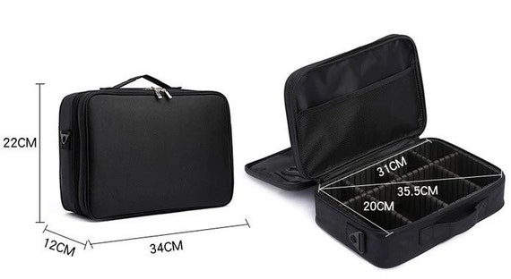 Black makeup best sale bag with compartments
