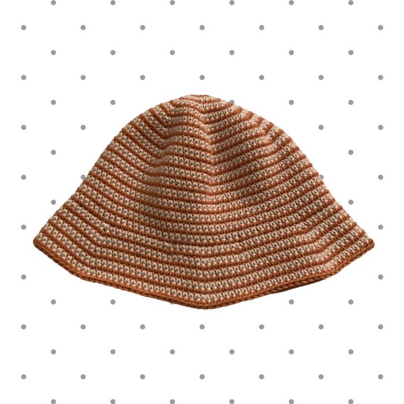 Handmade Striped Crochet Bucket Hat, Two-tone Cotton - Etsy display picture 3