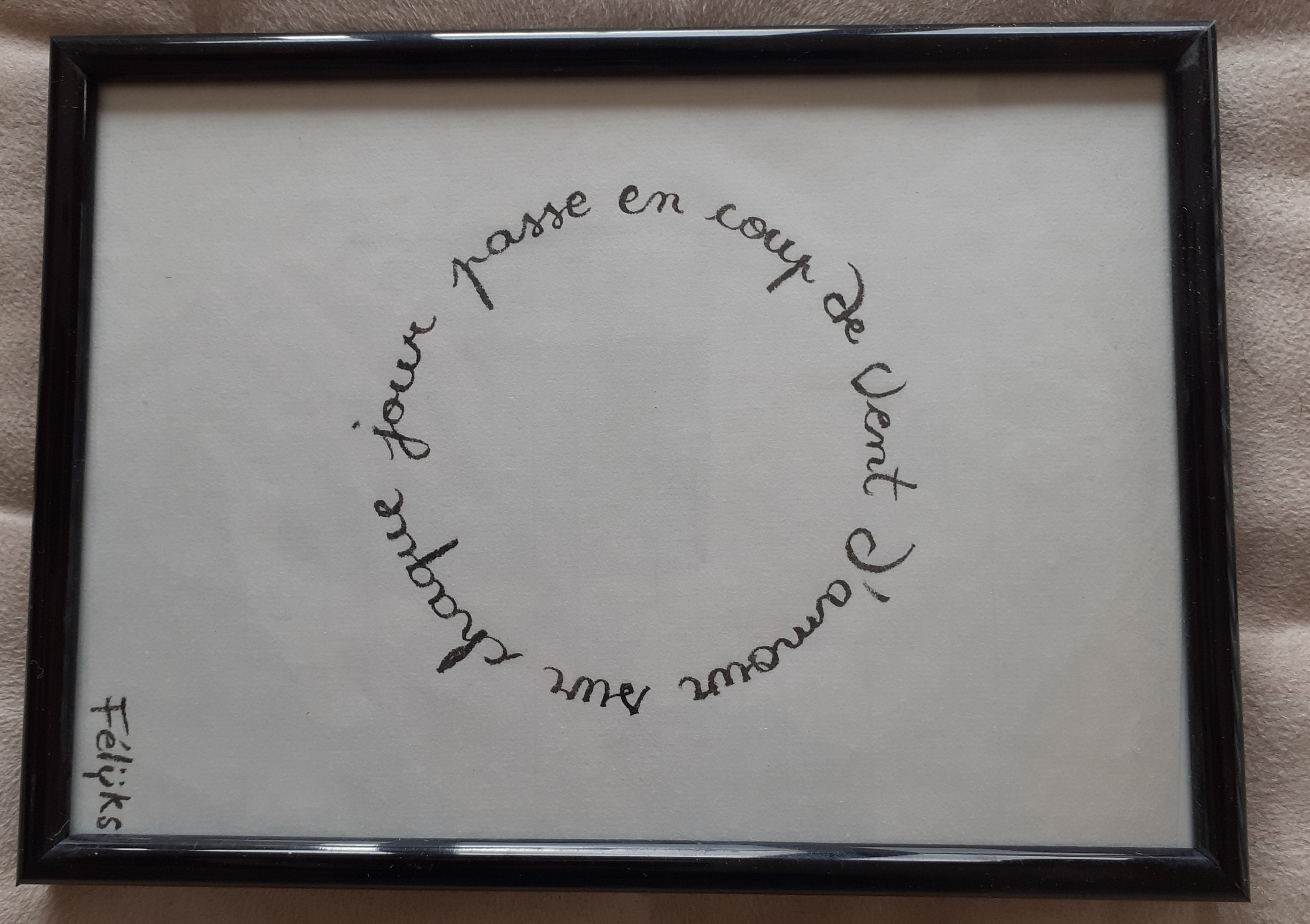 Cadre Poétique - Bulle de Pensée Originale Calligraphiée 16 cm X 22 cm